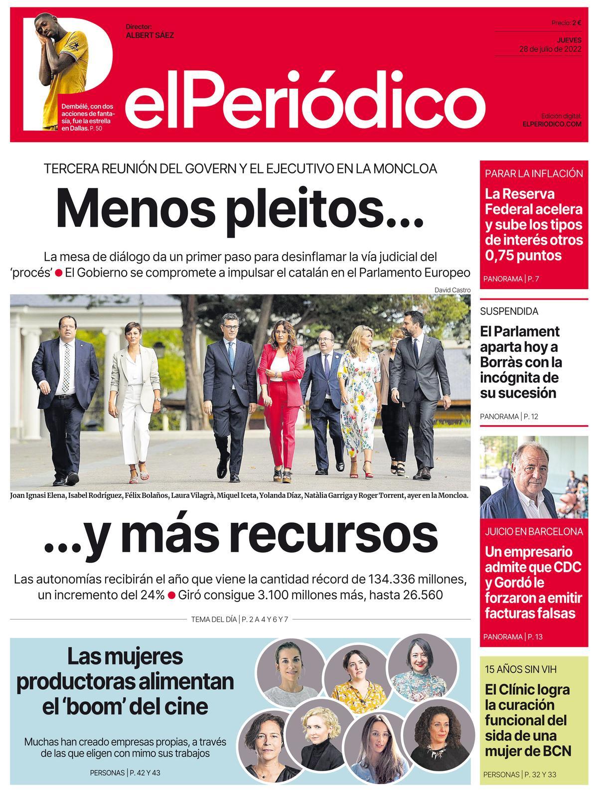 La Portada De El Peri Dico Del De Julio De