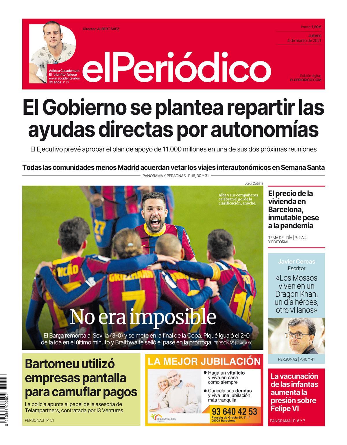 La Portada De El Peri Dico Del De Marzo De