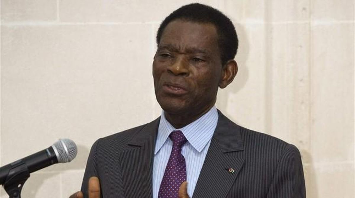 El presidente de Guinea Ecuatorial, Teodoro Obiang, durante su conferencia en el Instituto Cervantes de Bruselas. El presidente de Guinea Ecuatorial, Teodoro Obiang, durante su conferencia en el Instituto Cervantes de Bruselas.