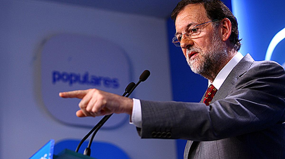 El presidente del Gobierno, Mariano Rajoy, durante su comparencencia tras la reunión del Comité Ejecutivo Nacional del PP.