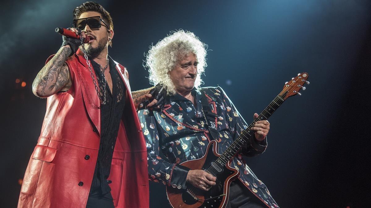 Adam Lambert y Brain May, en el Palau Sant Jordi.