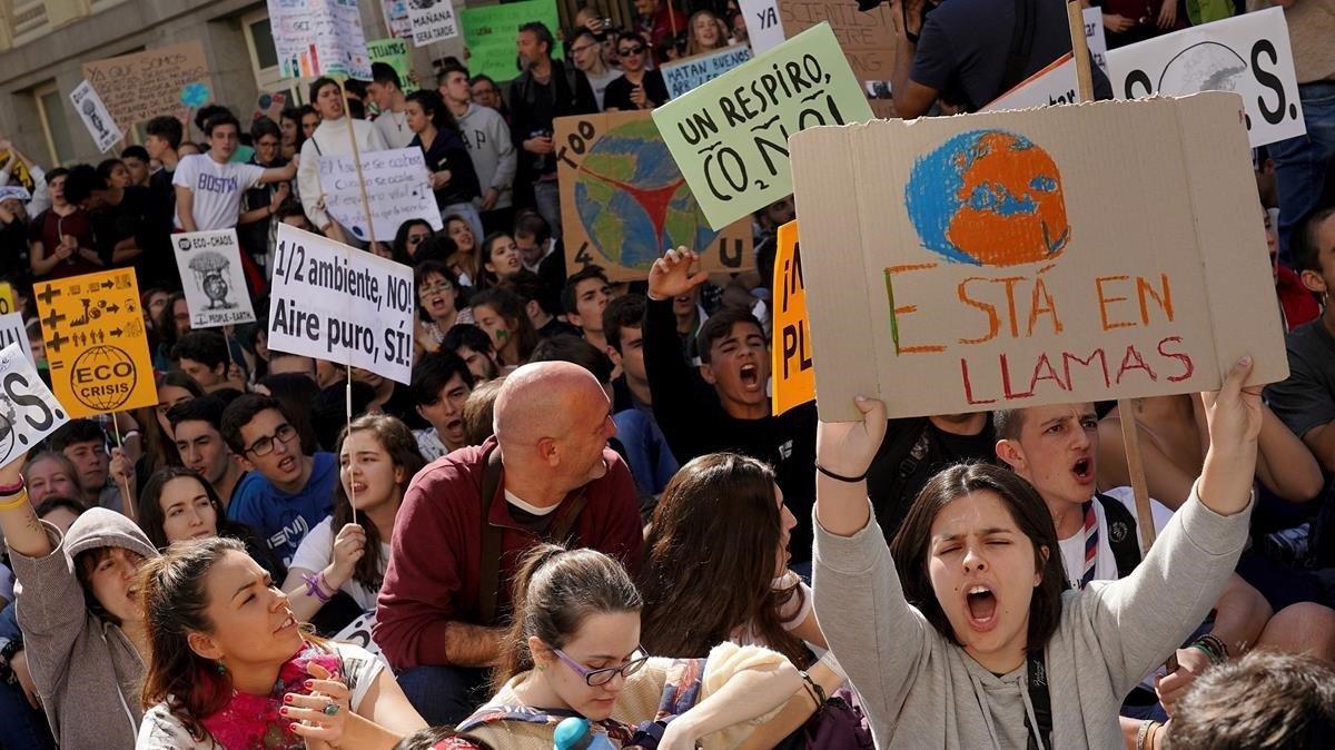 Una imagen de la manifestación por el clima de Madrid.