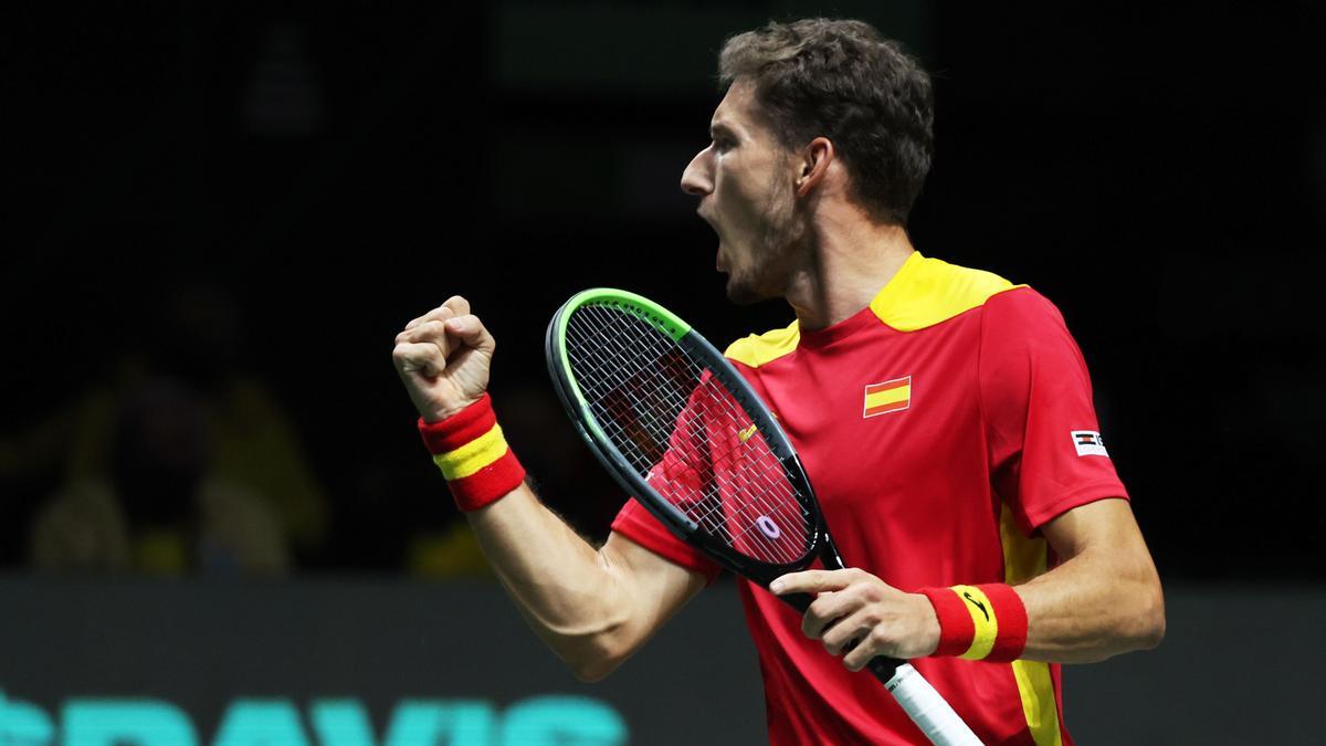 Pablo Carreño celebra el triunfo ante el ecuatoriano Emilio Gómez. Pablo Carreño celebra el triunfo ante el ecuatoriano Emilio Gómez.