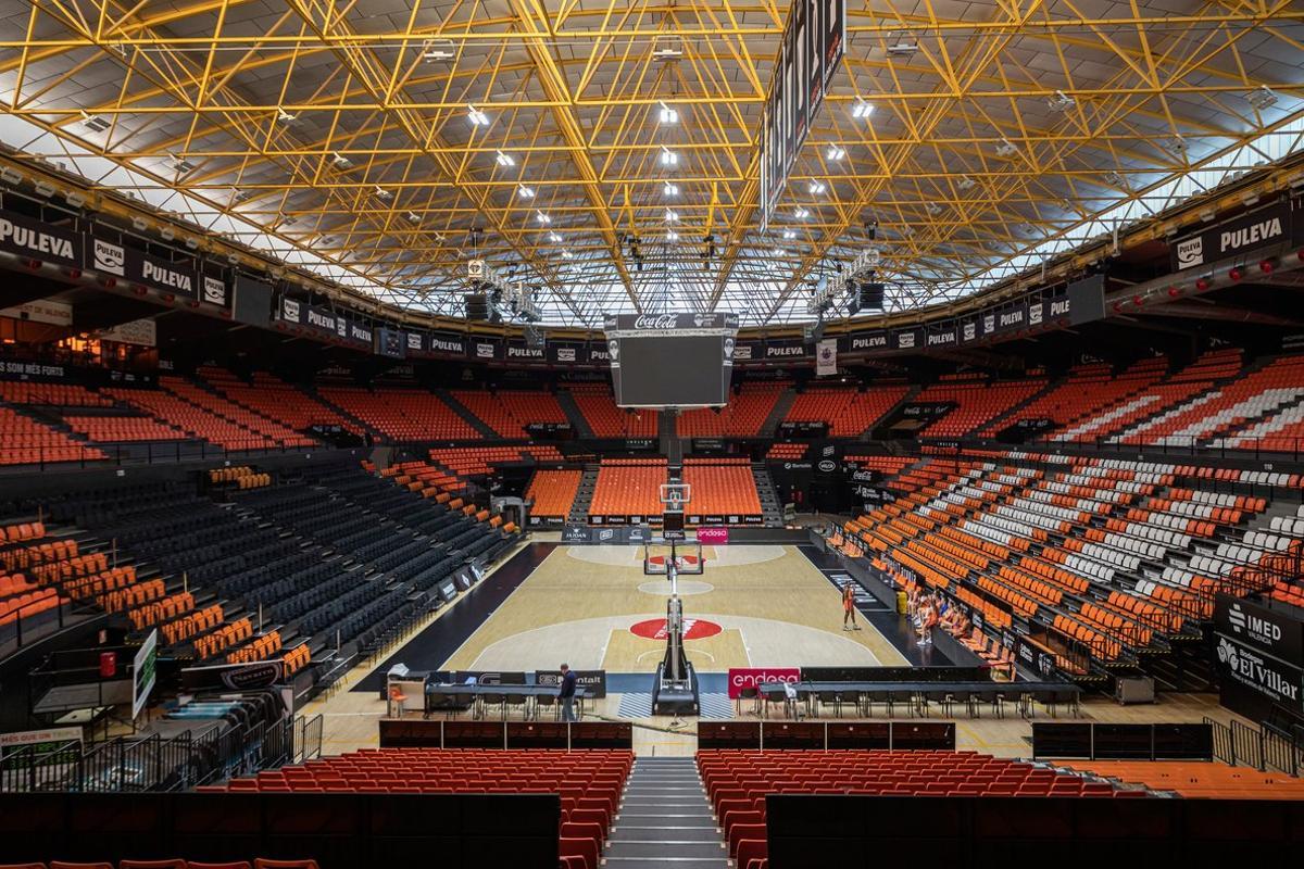 El pabellón del Valencia Basket sin público.