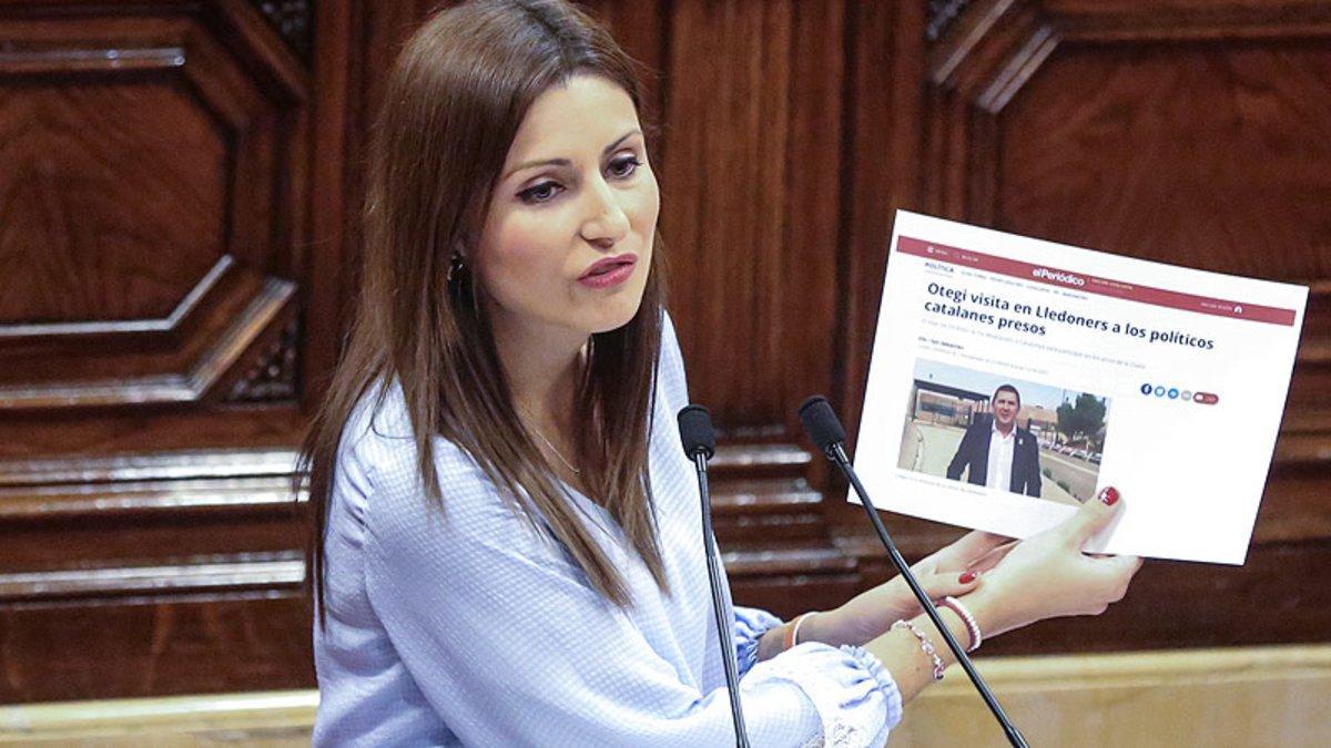 Lorena Roldán, en una sesión del Parlament. Lorena Roldán, en una sesión del Parlament.