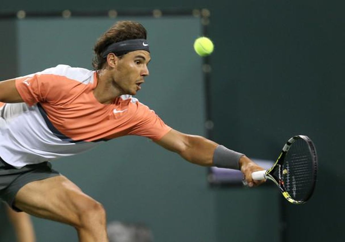 Rafa Nadal, durante el partido contra Alexandr Dolgopolov, en Indian Wells. Rafa Nadal, durante el partido contra Alexandr Dolgopolov, en Indian Wells.