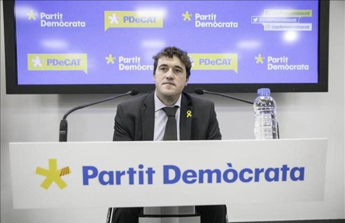 El presidente del PDECat, David Bonvehí, en rueda de prensa. El presidente del PDECat, David Bonvehí, en rueda de prensa.