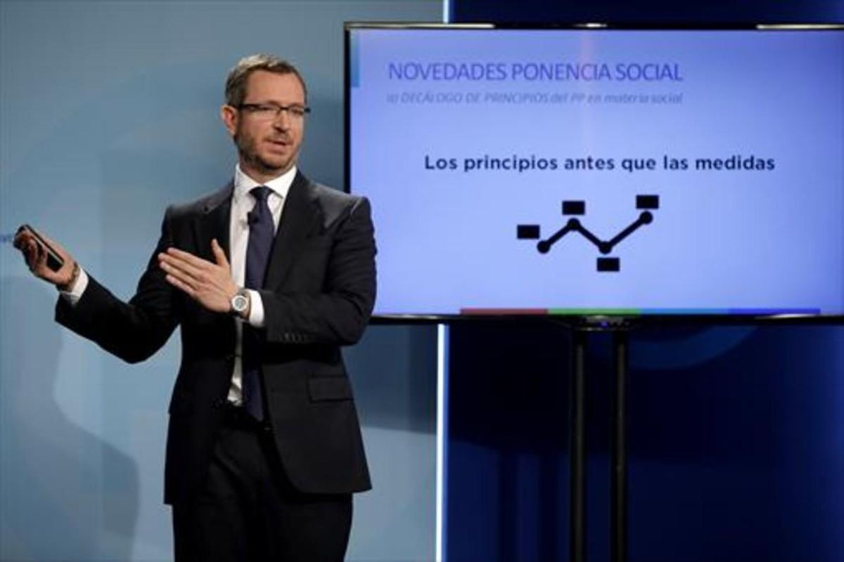 Maroto presenta la ponencia social del PP, ayer en Madrid. Maroto presenta la ponencia social del PP, ayer en Madrid.