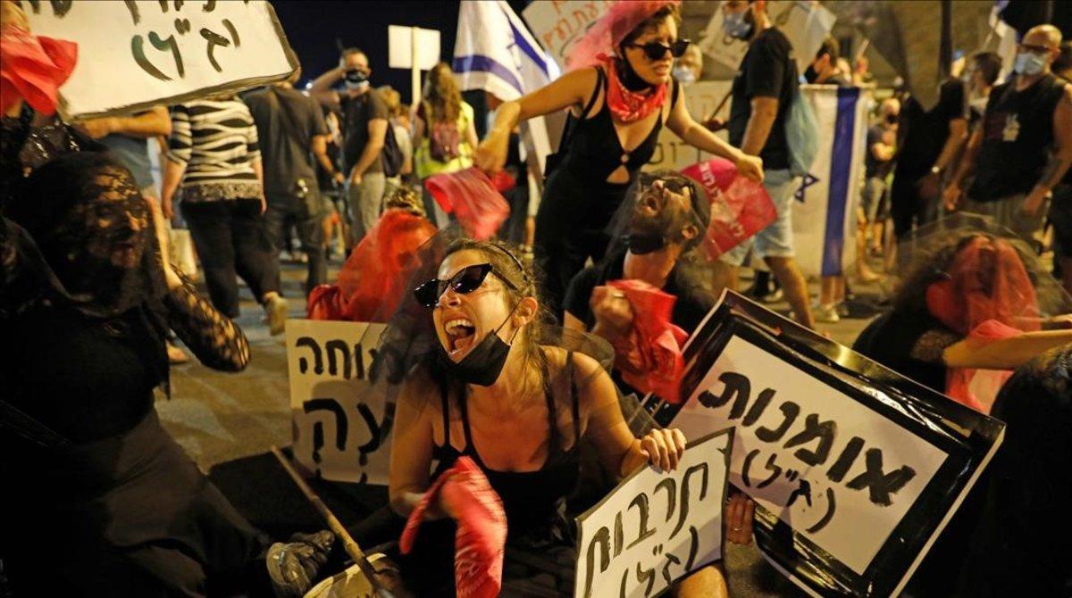 Protestas contra el primer ministro Israelí, Binyamin Netanyahu.