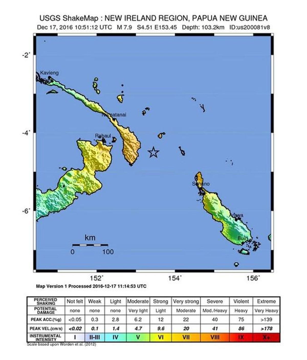 La estrella en el mar marca el lugar donde se ha registrado el hepicentro del terremoto. La estrella en el mar marca el lugar donde se ha registrado el hepicentro del terremoto.