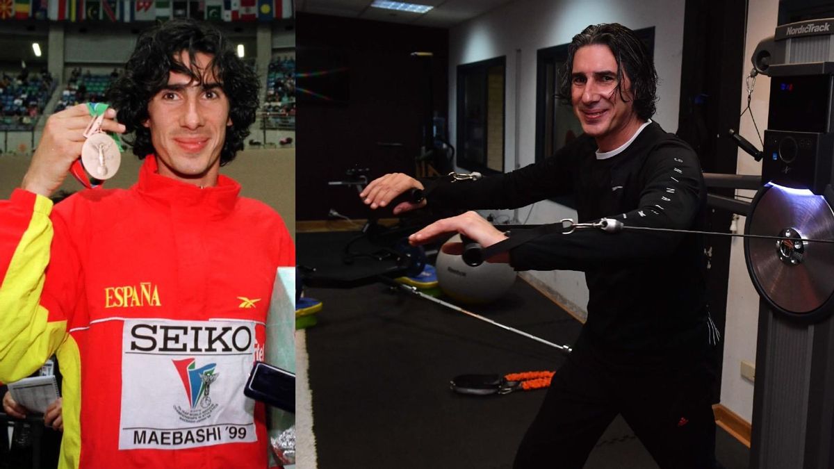 Andrés Díaz, con la medalla de bronce del mundial de 1.500 de 1999, y en una imagen actual. Andrés Díaz, con la medalla de bronce del mundial de 1.500 de 1999, y en una imagen actual.