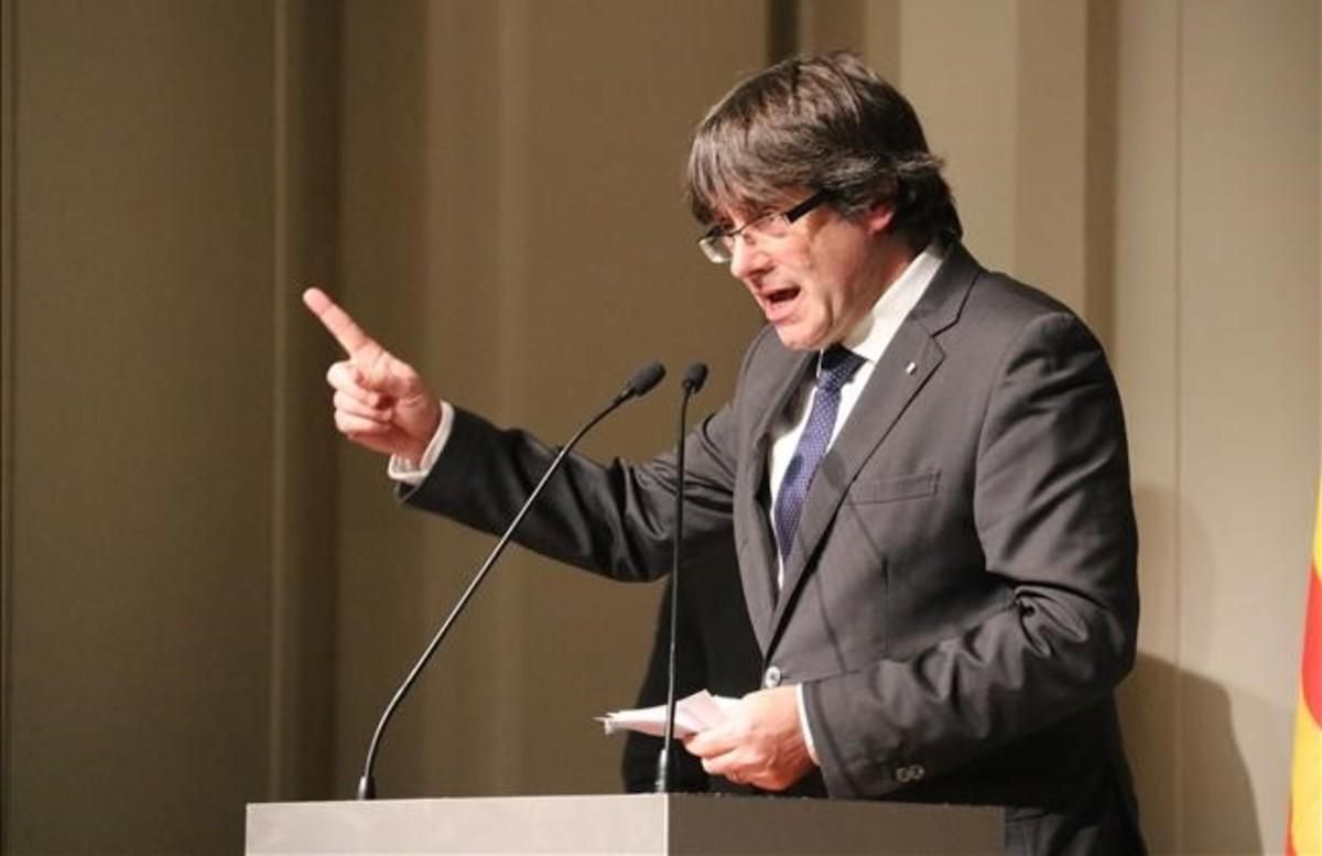 Carles Puigdemont, en un acto en Bruselas. Carles Puigdemont, en un acto en Bruselas.