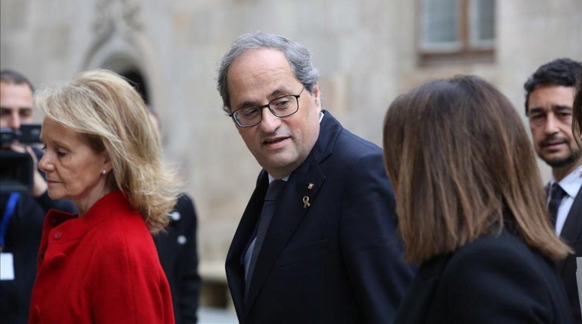 Quim Torra, en la reunión semanal del Consell Executiu. Quim Torra, en la reunión semanal del Consell Executiu.
