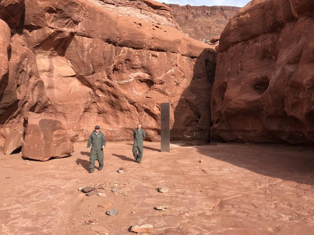 El monolito hallado en el desierto de Utah.