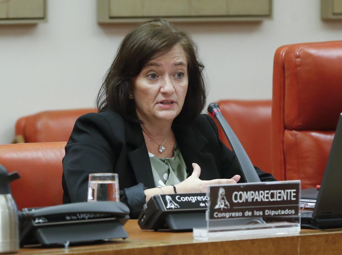 La presidenta de la Airef, Cristina Herrero, en el Congreso de los Diputados, en una imagen de archivo.