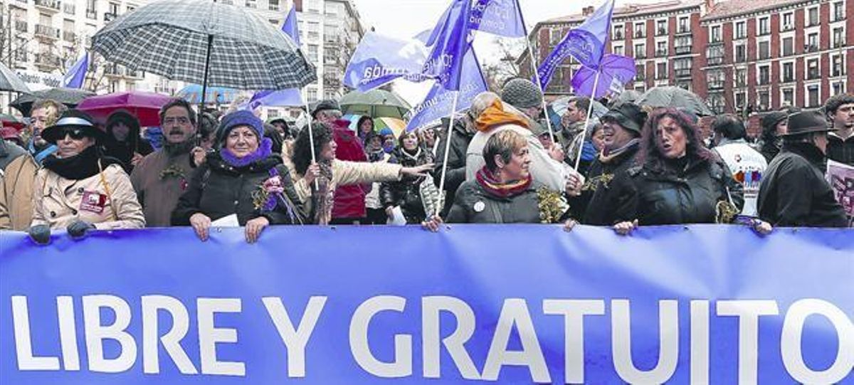 Manifestación de rechazo a la contrarreforma de Gallardón, el pasado febrero en Madrid. Manifestación de rechazo a la contrarreforma de Gallardón, el pasado febrero en Madrid.