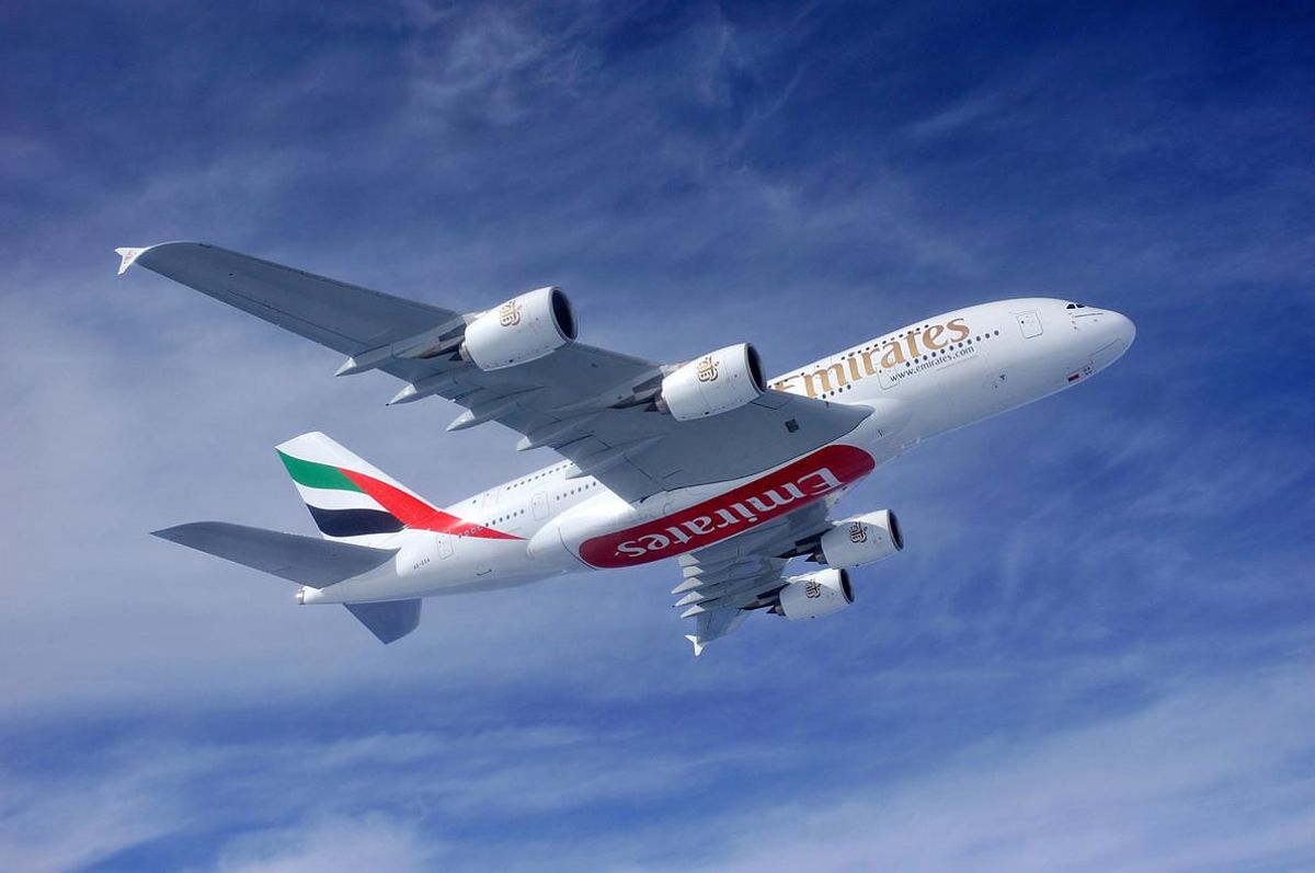 El A380 de Emirates. El A380 de Emirates.