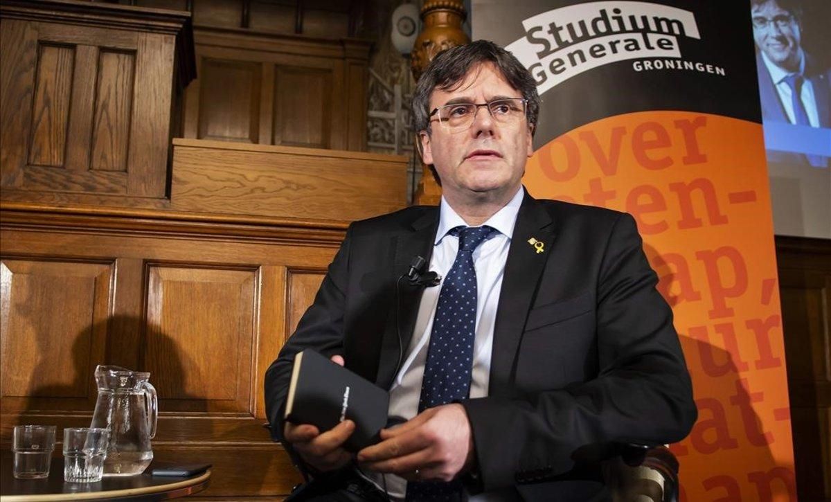 Puigdemont, en un coloquio de la Universidad de Groninga, el pasado febrero. Puigdemont, en un coloquio de la Universidad de Groninga, el pasado febrero.