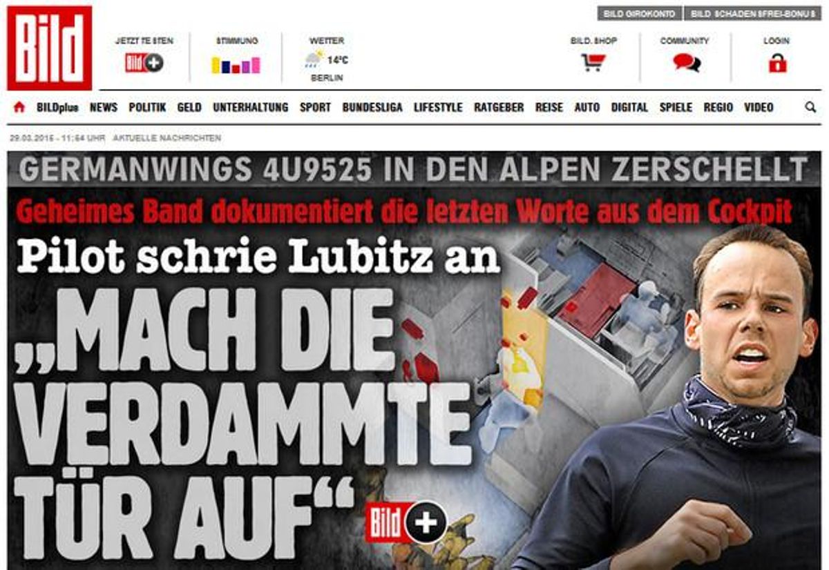 Portada de la web del diario ’Bild’ con nueva información de las cajas negras. Portada de la web del diario ’Bild’ con nueva información de las cajas negras.