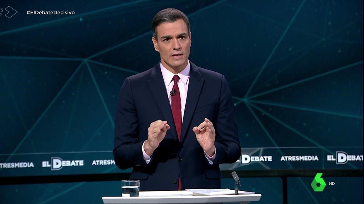 El presidente del Gobierno, Pedro Sánchez, durante el debate. El presidente del Gobierno, Pedro Sánchez, durante el debate.