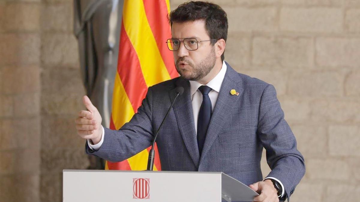 Pere Aragonès, en su comparecencia en la Generalitat. Pere Aragonès, en su comparecencia en la Generalitat.