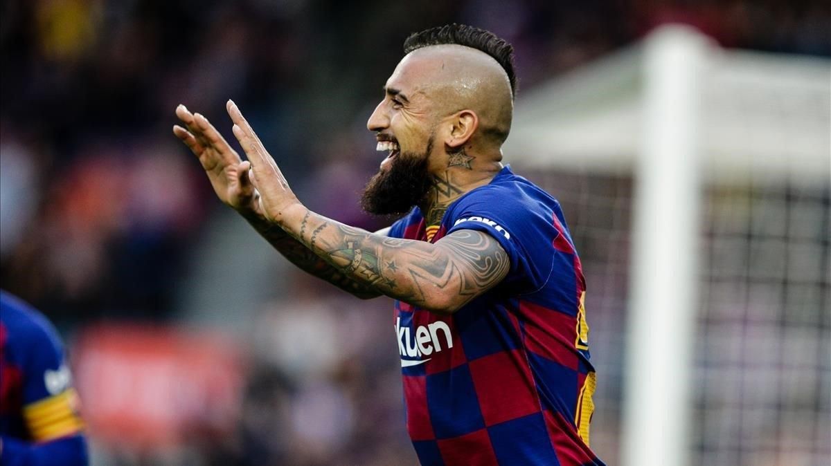 Vidal, en el partido ante el Alavés, tras marcar un gol. Vidal, en el partido ante el Alavés, tras marcar un gol.