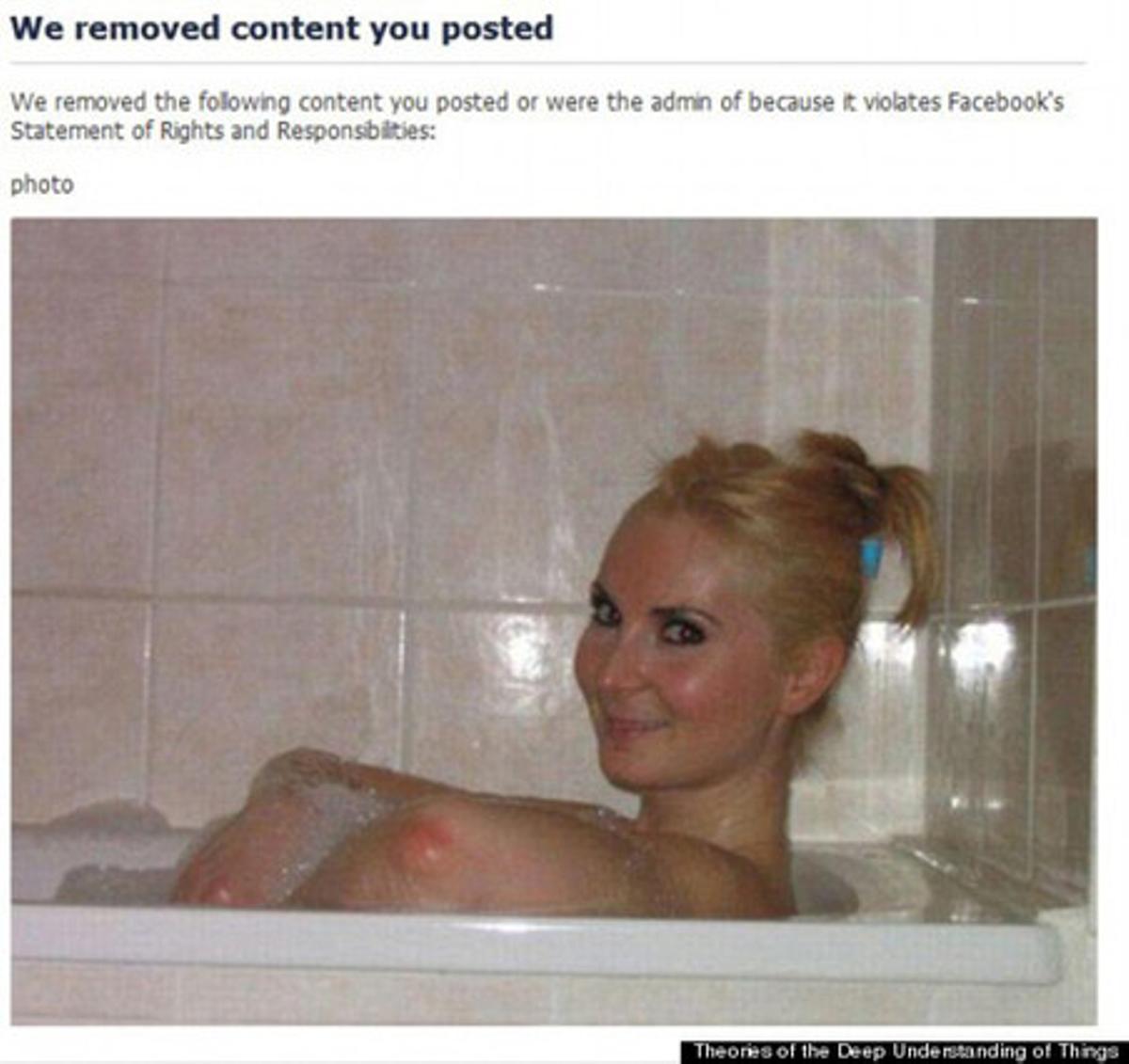 La foto de la chica rubia en la bañera que a Facebook le pareció inadmisible.