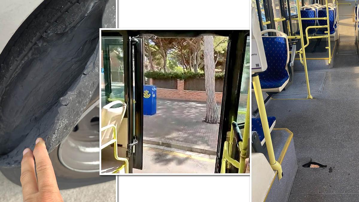 Boquetes en las ruedas y en el suelo y puertas abiertas mientras van en marcha buses del Baix Llobregat.