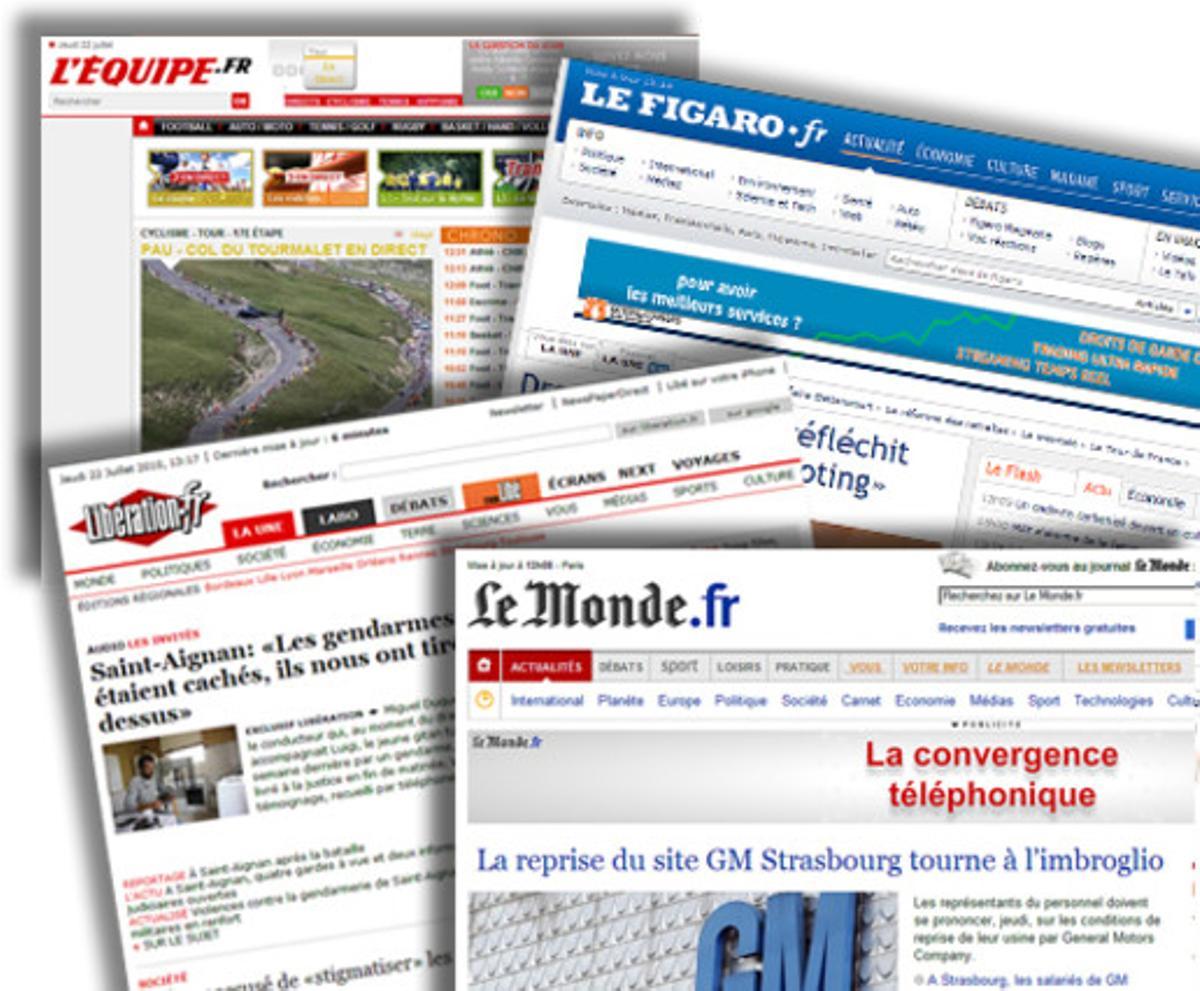 Las versiones online de los principales diarios franceses