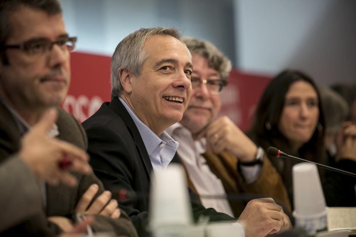 Pere Navarro, en la reunión de la ejecutiva del PSC, este lunes.