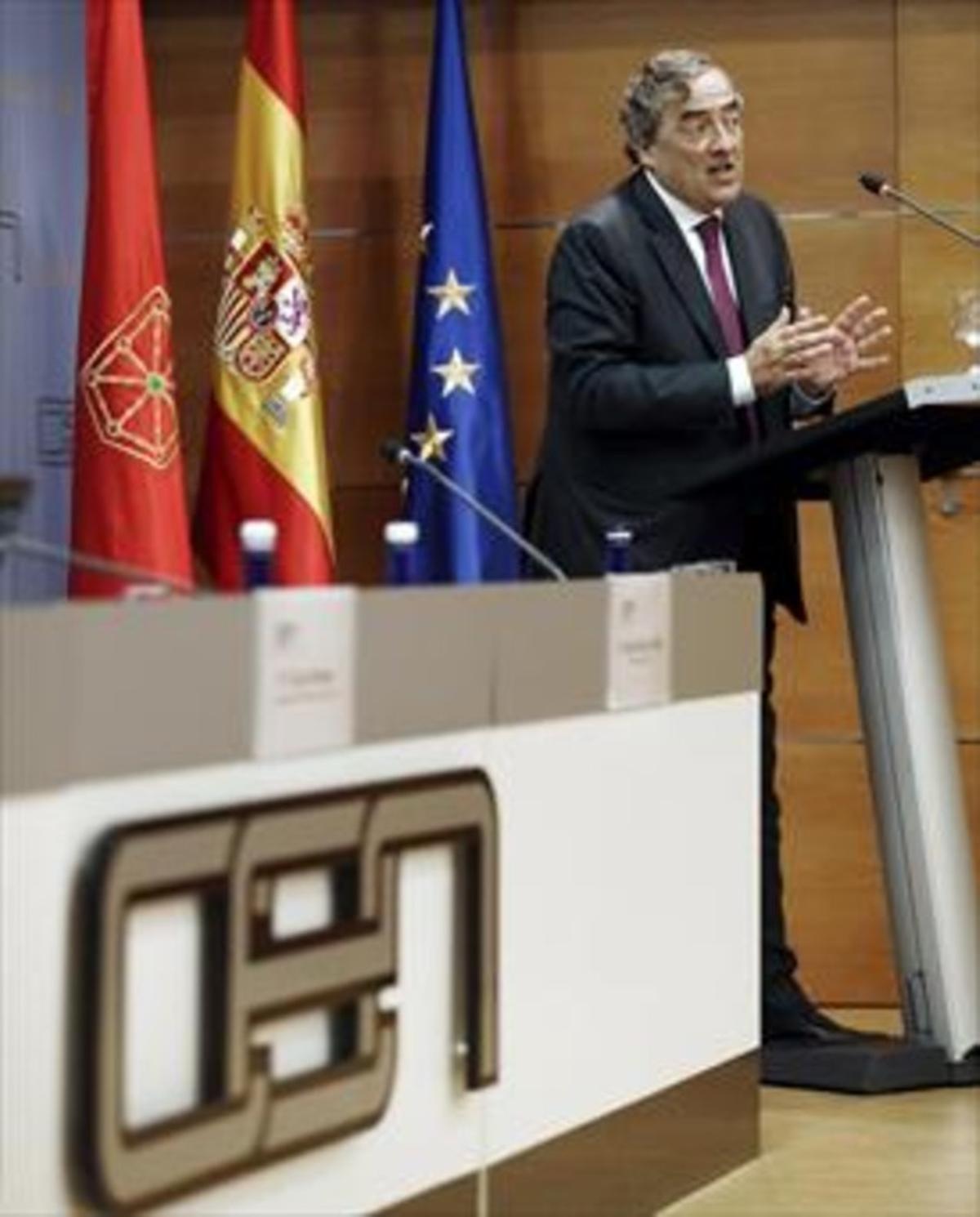 El presidente de la CEOE, Juan Rosell, durante un acto en Pamplona.