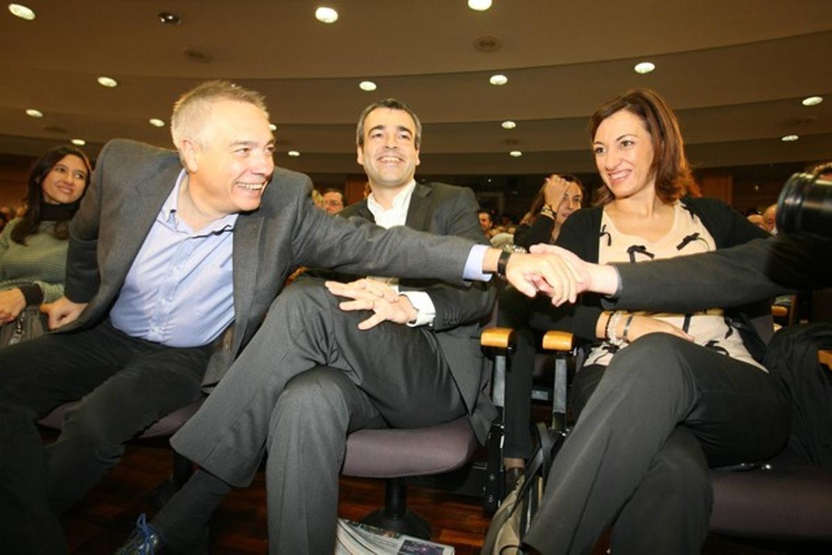 Pere Navarro y  Maurici Lucena, en el congreso nacional del PSC, hoy en Barcelona.