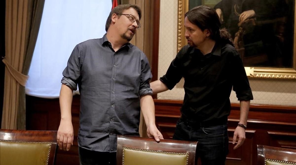 Xavier Domènech y Pablo Iglesias en el Congreso. Xavier Domènech y Pablo Iglesias en el Congreso.