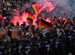 Manifestantes de la ultraderecha alemana. 
