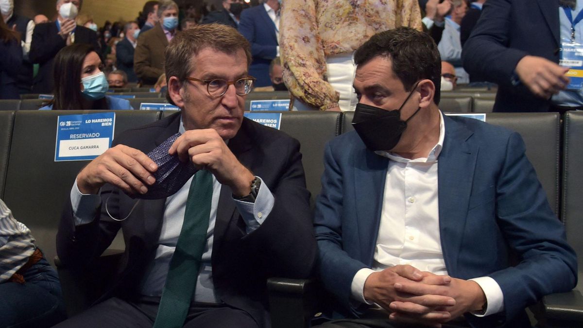 Núñez Feijóo y Moreno Bonilla durante el XX Congreso Nacional del PP. Núñez Feijóo y Moreno Bonilla durante el XX Congreso Nacional del PP.