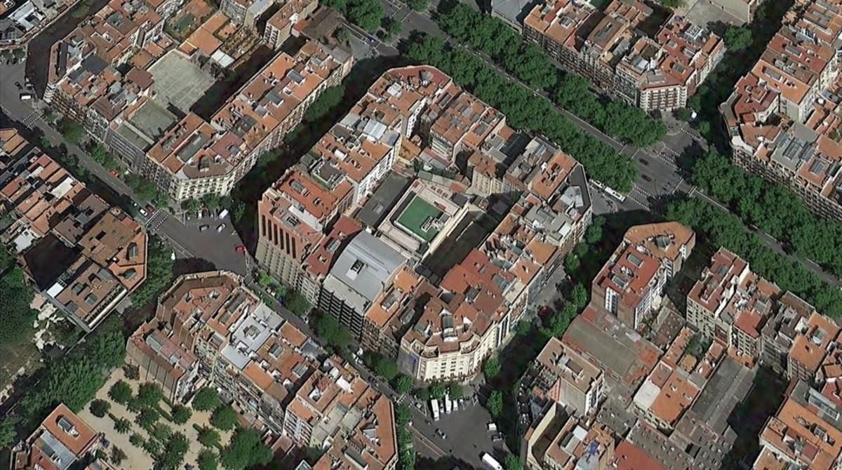 Cuadrícula del Eixample de Barcelona, entre las calles de Gran Via, Diputació, Calabria y Viladomat. Cuadrícula del Eixample de Barcelona, entre las calles de Gran Via, Diputació, Calabria y Viladomat.