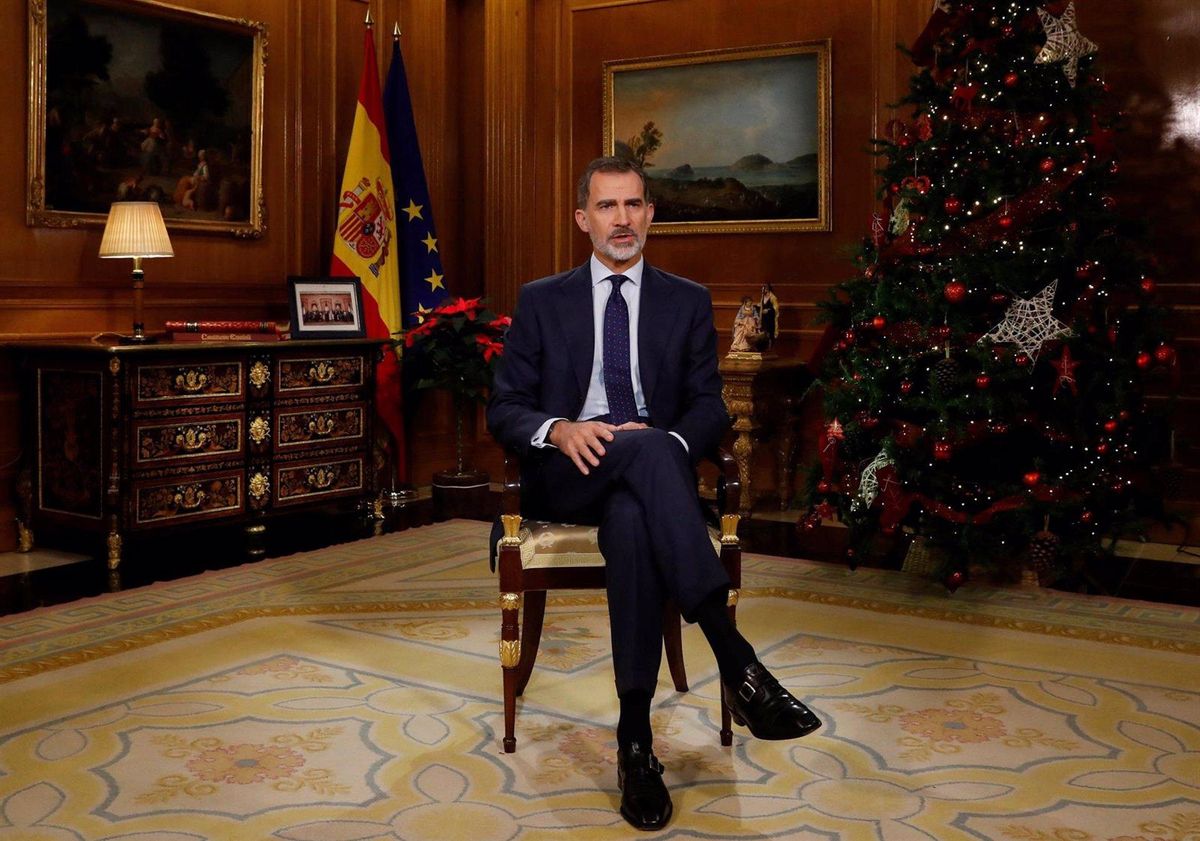 Felipe VI, durante uno de sus discursos de Navidad. Felipe VI, durante uno de sus discursos de Navidad.