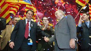 2003 / Miting final de campaña de CiU en Badalona, siendo Artur Mas, sucesor de Jordi Pujol, el candidato a la presidencia de la Generalitat.