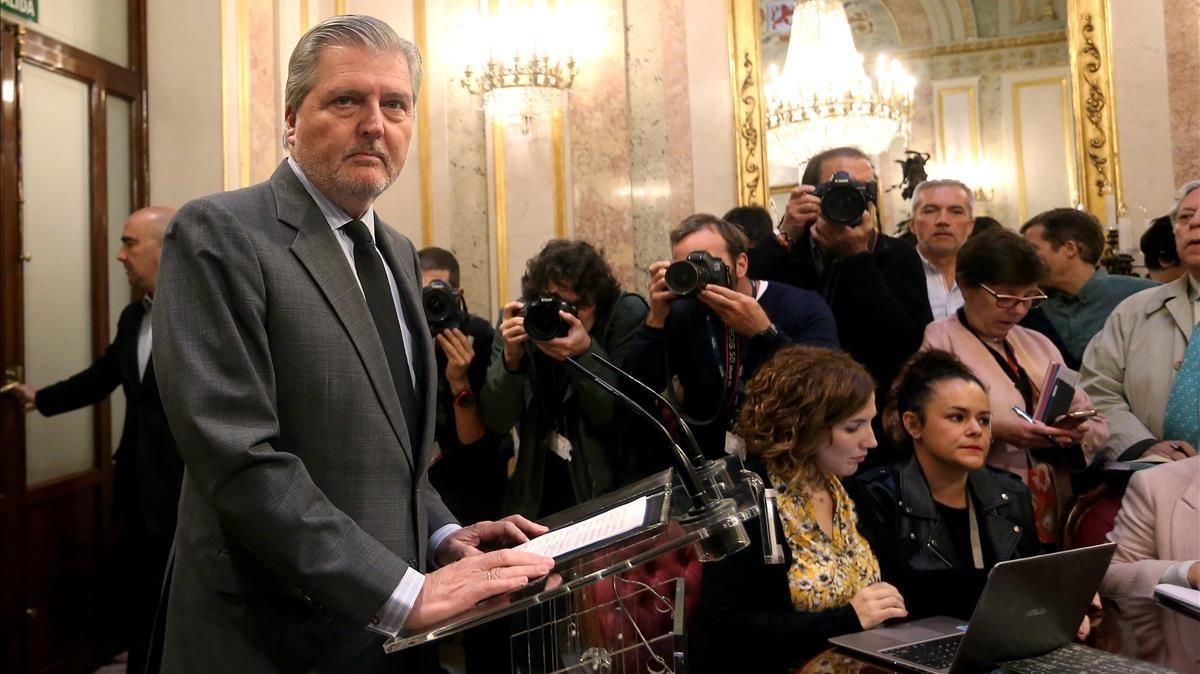 El portavoz del Gobierno,’Íñigo Méndez de Vigo, este jueves en el Congreso.