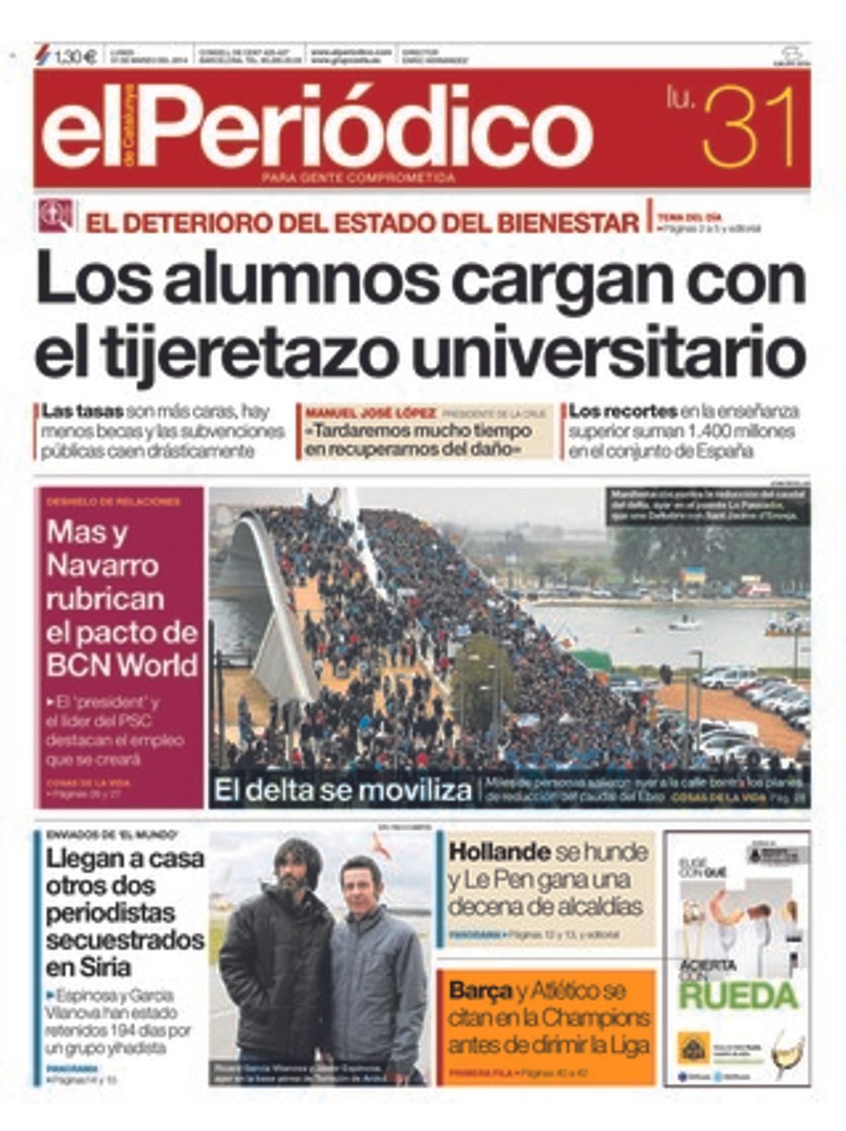 EL PERIÓDICO, 31-03-2014.