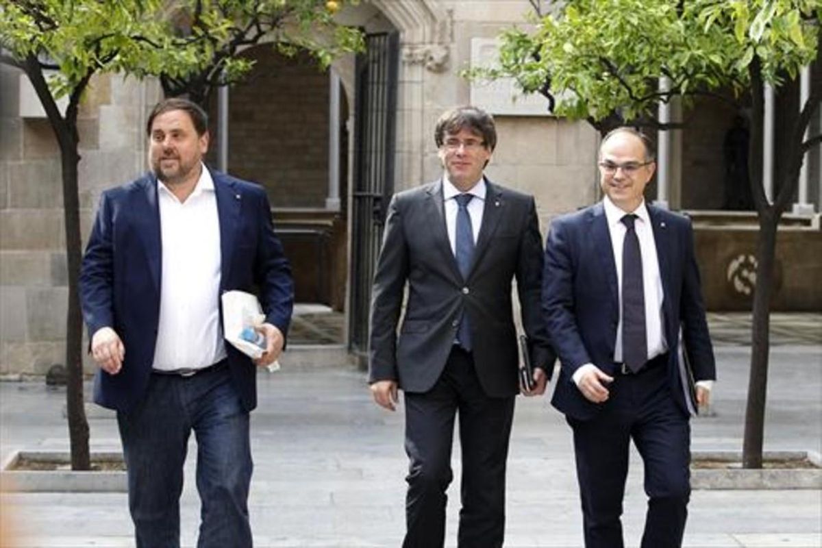 Junqueras, Puigdemont y Turull, el 1 de agosto. Junqueras, Puigdemont y Turull, el 1 de agosto.