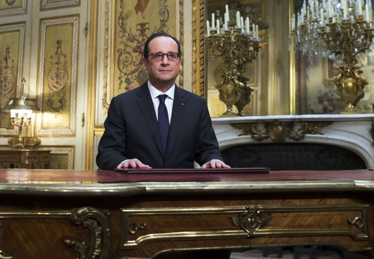 François Hollande, durante su discurso de Año Nuevo, en el Elíseo.