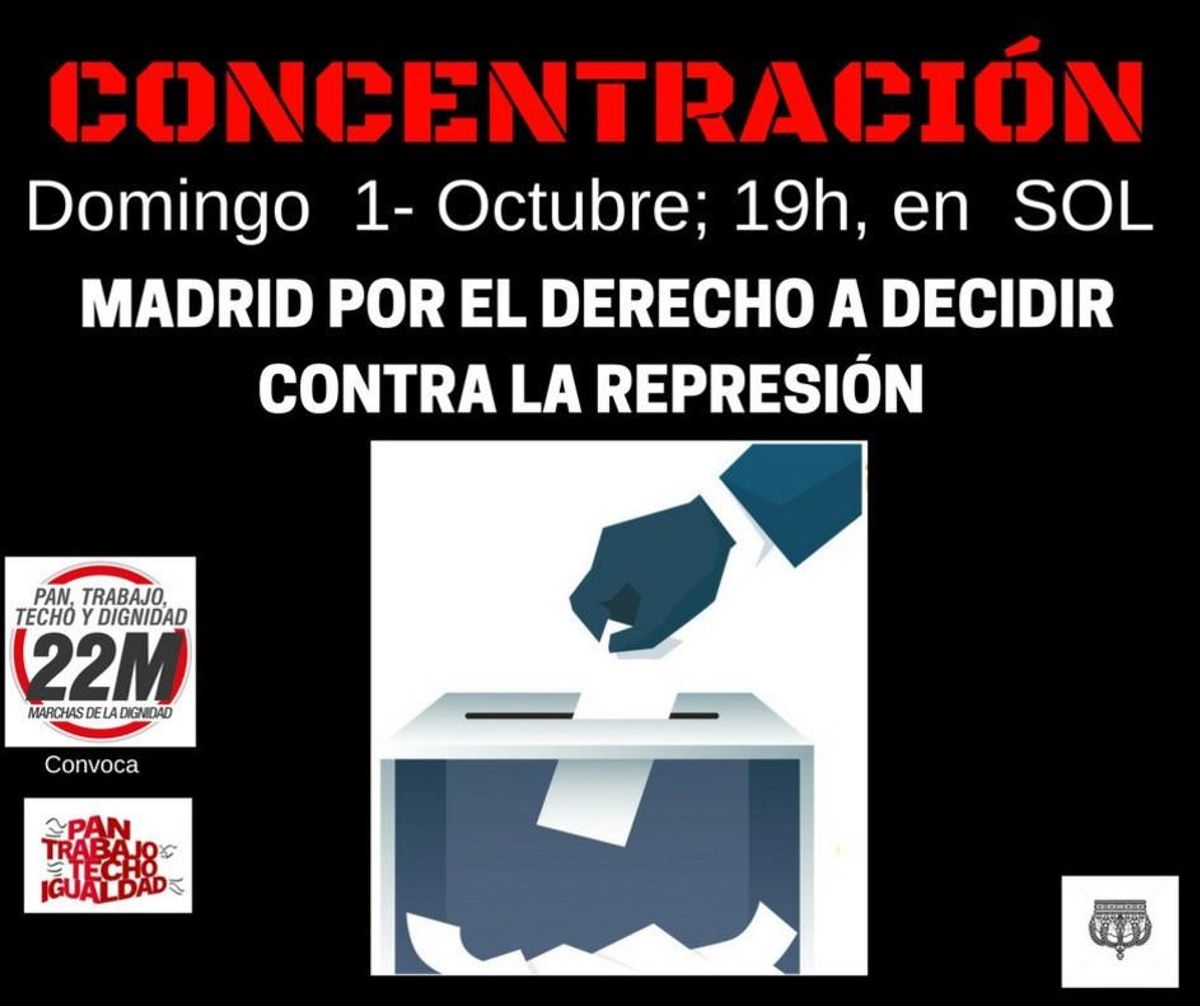Cartel de la concentración en Madrid en apoyo al referéndum catalán. Cartel de la concentración en Madrid en apoyo al referéndum catalán.