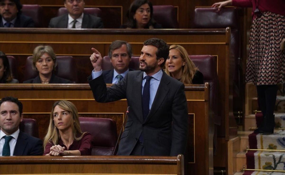Pablo Casado en el debate de investidura. Pablo Casado en el debate de investidura.