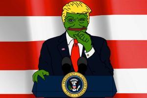 Caricaturización de Trump como la rana Pepe, un meme ultra compartido en 2015 por el presidente.