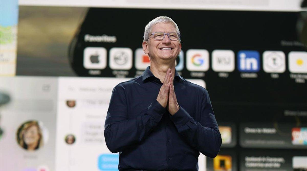 Tim Cook, durante la última conferencia virtual de desarrolladores de Apple, este junio.