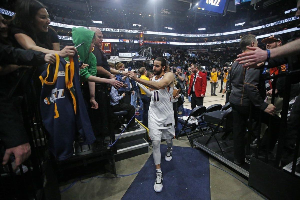 Ricky Rubio al finalizar el partido ante los Jazz. Ricky Rubio al finalizar el partido ante los Jazz.