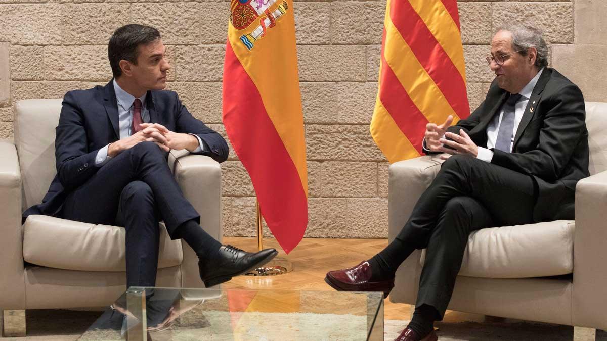 La mesa de diálogo sobre Catalunya será el 26 de febrero. En la foto, Pedro Sánchez y Quim Torra, en su último encuentro en la Generalitat.