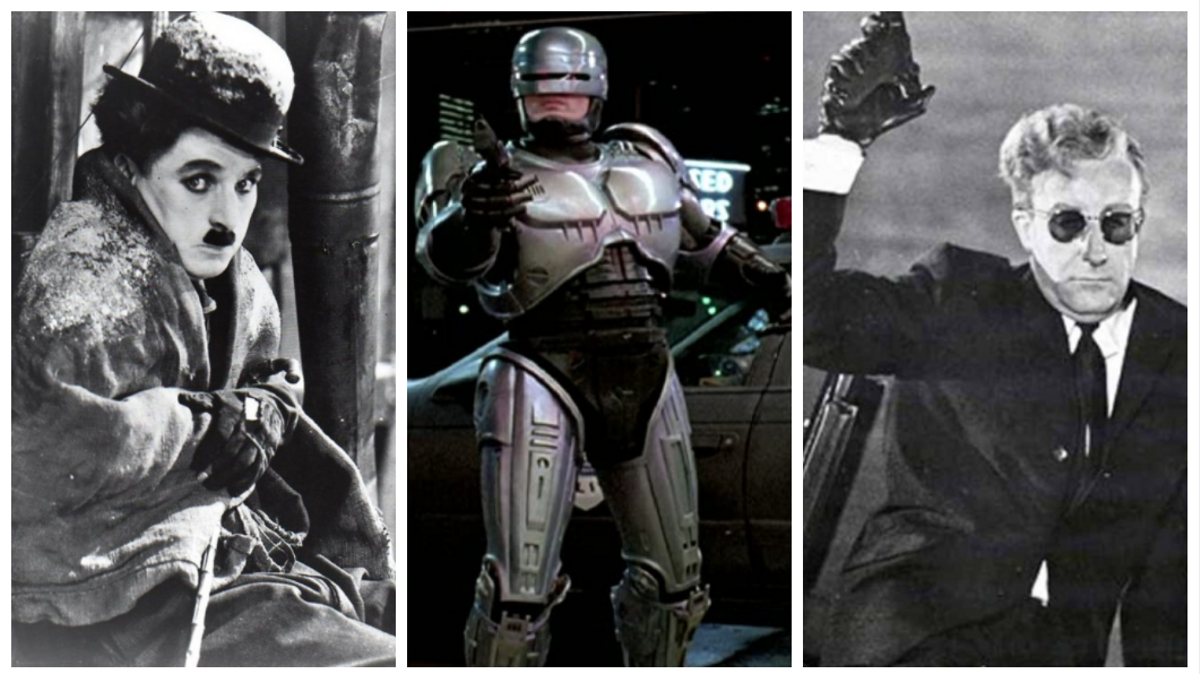 Fotogramas de ’La quimera del oro’, ’Robocop’ y ’¿Teléfono rojo? Volamos hacia Moscú’. Fotogramas de ’La quimera del oro’, ’Robocop’ y ’¿Teléfono rojo? Volamos hacia Moscú’.