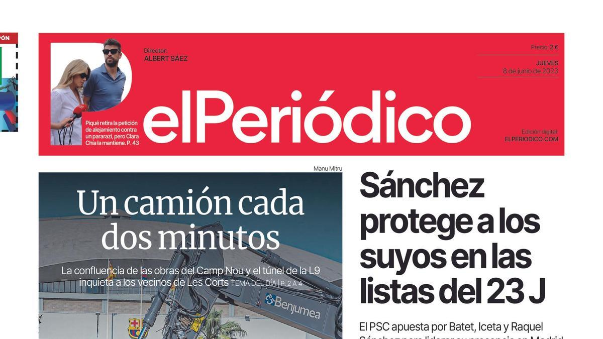 La portada de EL PERIÓDICO del 8 de junio de 2023